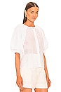 view 3 of 5 Eyelet Puff Sleeve Top in Blanc