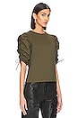 view 2 of 4 Ruched Tie Sleeve Tee in Fatigue