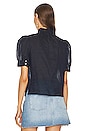 view 3 of 4 Deep V Ruffle Collar Top in Navy