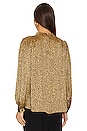 view 3 of 4 Shirred Mock Neck Blouse in Beige Multi