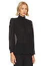 view 2 of 4 Strong Shoulder Pleated Blouse in BLK
