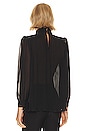 view 3 of 4 Strong Shoulder Pleated Blouse in BLK
