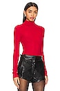 view 2 of 5 Mesh Lace Turtleneck in Cherry Red