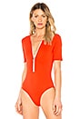 view 2 of 5 Zip Up Bodysuit in Summer Red