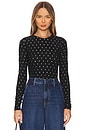 view 1 of 5 Dotted Stretch Mesh Top in Black Multi