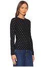 view 2 of 5 Dotted Stretch Mesh Top in Black Multi