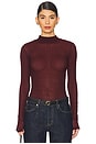 view 1 of 4 Mixed Mesh Turtleneck in Deep Burgundy