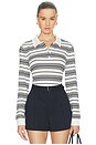 view 1 of 4 The Striped Long Sleeve Polo in Cream Multi