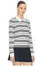view 2 of 4 The Striped Long Sleeve Polo in Cream Multi