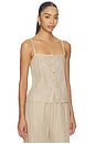 view 2 of 4 The Linen Button Cami in Flax