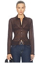 view 1 of 4 TOP BOUTONNÉ THE BUBBLE STITCH SHIRT in Chestnut