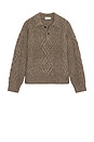 view 5 of 4 Cable Polo Sweater in Brown Olive