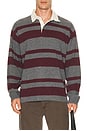 view 1 of 4 Rugby Sweater in Grey & Burgundy Stripe