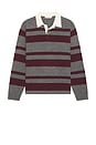 view 5 of 4 Rugby Sweater in Grey & Burgundy Stripe