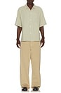 view 3 of 4 Open Weave Short Sleeve Shirt in Moss Green