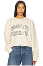 view 1 of 4 Cropped Collegiate Sweatshirt in French Oak & Snow White