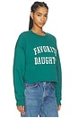 view 2 of 4 The Cropped Collegiate Sweatshirt in Emerald & Off White