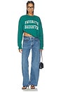 view 4 of 4 The Cropped Collegiate Sweatshirt in Emerald & Off White