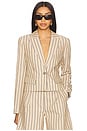 view 1 of 5 The Miranda Blazer in Beige & Navy Stripe