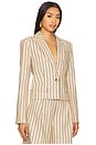 view 2 of 5 The Miranda Blazer in Beige & Navy Stripe