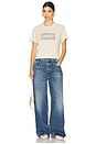view 4 of 4 Favorite Daughter Cropped Collegiate Tee in French Oak & Snow White