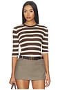 view 1 of 4 The Amelia Crewneck Top in Ganache Stripe