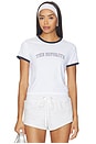 view 1 of 4 The Cropped Favorite Ringer Tee in White & Navy