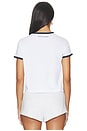 view 4 of 4 The Cropped Favorite Ringer Tee in White & Navy