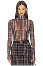 view 1 of 5 The Sheer Fantasy Top in Toffee Plaid