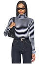 view 1 of 5 The Amelia Long Sleeve Top in Cobalt Mini Stripe