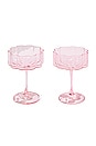 view 1 of 4 Wave Coupe Glasses Set of 2 in Pink