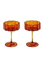 view 1 of 4 Wave Coupe Glasses Set of 2 in Amber