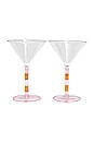 view 1 of 3 Striped Martini Glasses Set Of 2 in Pink & Amber