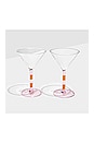 view 2 of 3 Striped Martini Glasses Set Of 2 in Pink & Amber