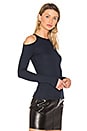 view 2 of 4 Denim Cold Shoulder Top in Navy