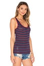 view 2 of 3 Denim Le Nautical Henley Tank in Red Stripe