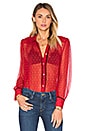 view 1 of 5 Denim Le Peasant Polka Dot Top in Crimson & Nude Dot