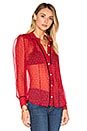 view 2 of 5 Denim Le Peasant Polka Dot Top in Crimson & Nude Dot