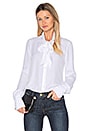 view 1 of 5 Denim Tie Neck Blouse in Blanc