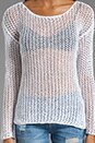 view 3 of 4 Open Knit Boat Neck Sweater in White