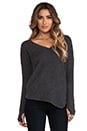 view 1 of 5 Cashmere Asym V Neck Sweater in Charcoal