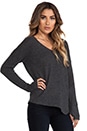 view 2 of 5 Cashmere Asym V Neck Sweater in Charcoal