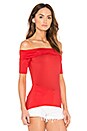 view 2 of 4 Linzee Off the Shoulder Top in Cherry
