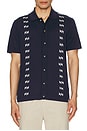 view 3 of 3 x White Lotus The Sewool Sweater Shirt in Navy Shibori Stripe