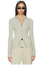 view 1 of 5 Soft Rib 2-way Zip-up Jacket in Abbey Stone