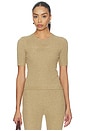 view 1 of 5 Signature Rib Knit Fitted Short Sleeve Tee in Dune