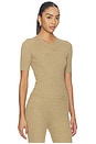 view 2 of 5 Signature Rib Knit Fitted Short Sleeve Tee in Dune