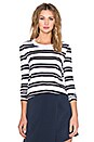 view 1 of 4 Empire Long Sleeve Top in Black & White Stripe