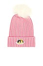 view 3 of 3 Icon Angels Faux Fur Bobble Hat in Pink