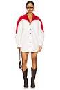 view 1 of 3 Heart Denim Shirt Dress in Red & White